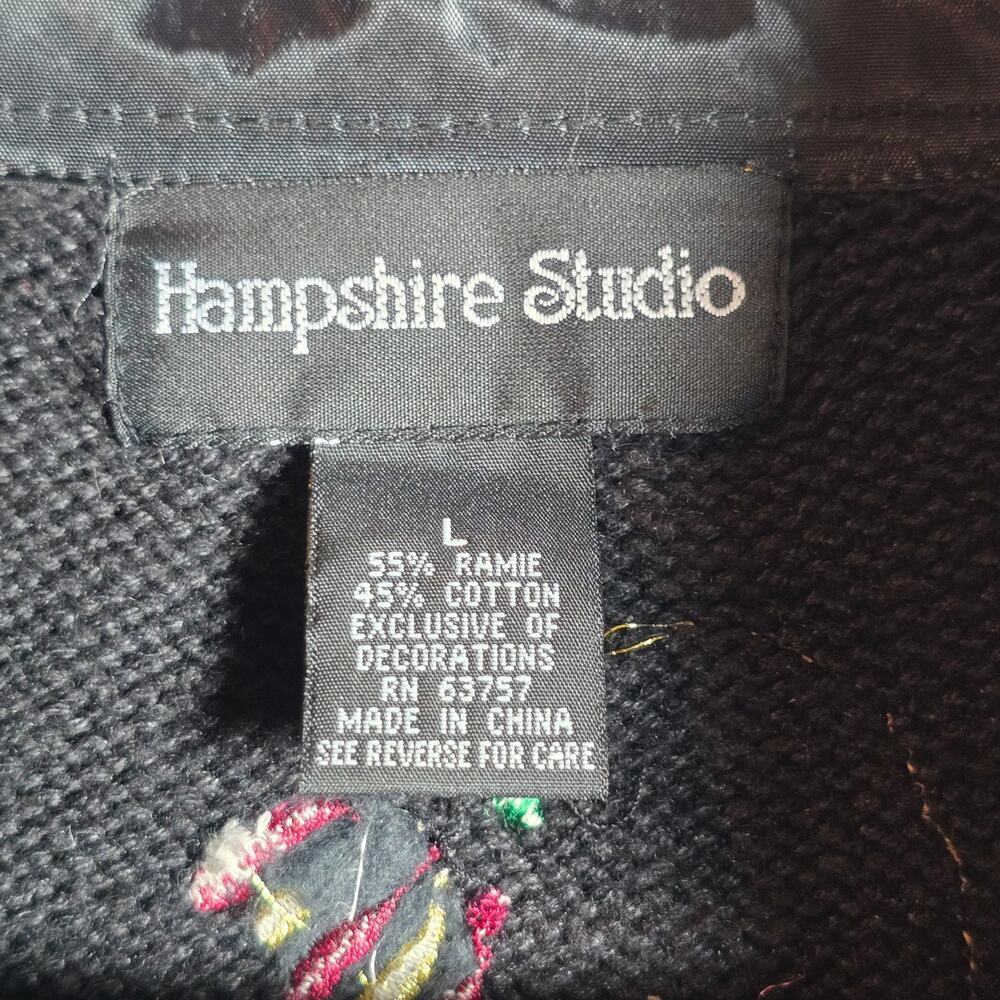 Hampshire Studio Vintage Holiday Sweater Zip Front Faux Fur Womens Size Large - Picture 13 of 13